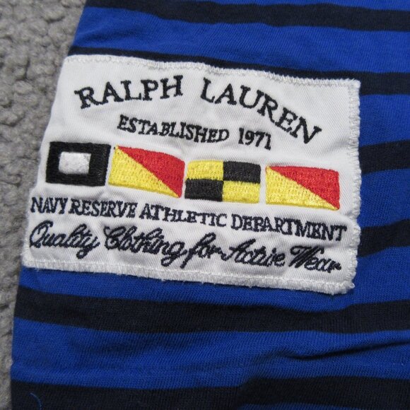 Polo Ralph Lauren Men's T-Shirt Large Blue Striped Navy Reserve RL-93 Pocket Tee - Picture 2 of 10